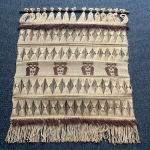 Midcentury Macrame Wall Hanging Tapestry Hand Woven Thread Art Vtg Boho